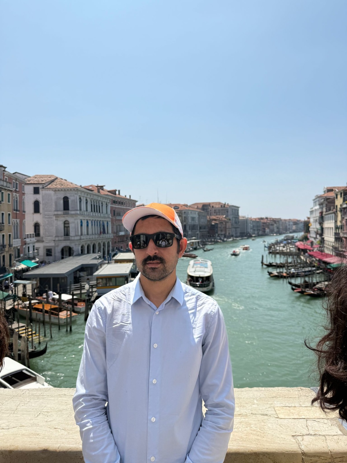 Me on the Rialto Bridge, Venice — Grand Canal view